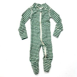 Hanna Andersson Bamboo Tencel GOTS Green Striped Kids One Piece Zipper